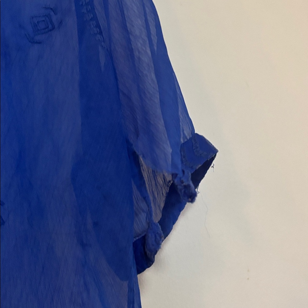 Old Navy Royal Blue Sheer Blouse - Picture 6 of 10